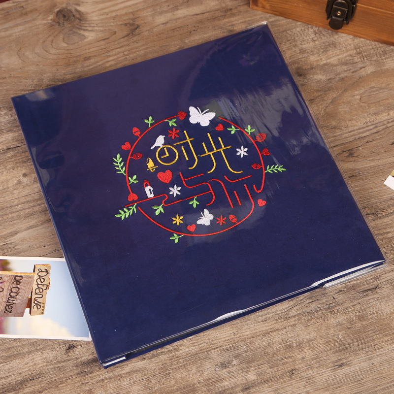 Textilný fotoalbum s vyšívaním, DIY album s obalom z textilu, laminované fotoalbum pre rodinu a pár – kreatívny darček k festivalu Qixi