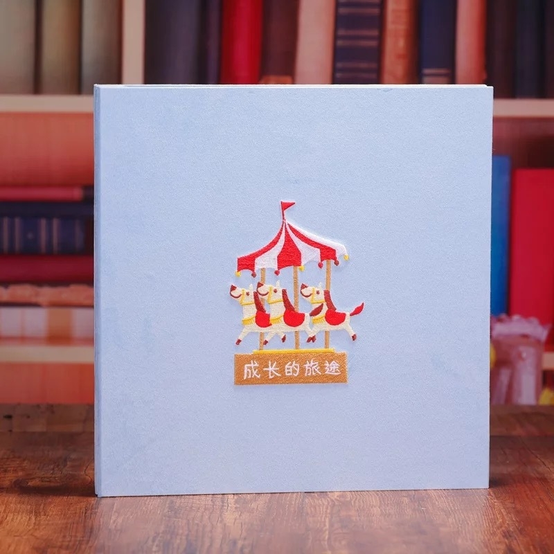 Textilný fotoalbum s vyšívaním, DIY album s obalom z textilu, laminované fotoalbum pre rodinu a pár – kreatívny darček k festivalu Qixi