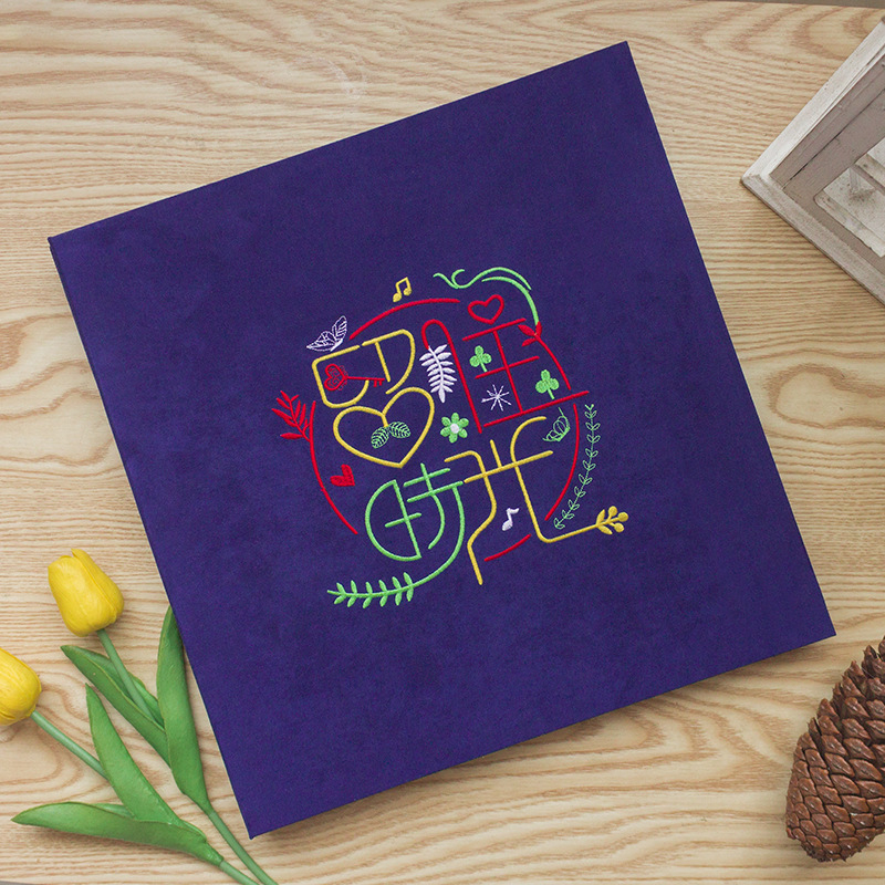 Textilný fotoalbum s vyšívaním, DIY album s obalom z textilu, laminované fotoalbum pre rodinu a pár – kreatívny darček k festivalu Qixi