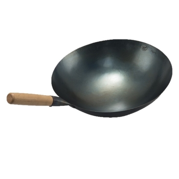 Lu Run liatinový wok bez povlaku, s hrubým dnom, veľkým okrúhlym dnom, určený pre komerčné kuchyne