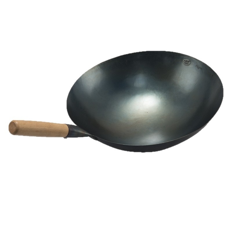 Lu Run liatinový wok bez povlaku, s hrubým dnom, veľkým okrúhlym dnom, určený pre komerčné kuchyne