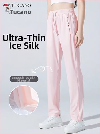 Woodpecker Női gyorsan száradó egyenes szabású nadrág nyárra, vékony ice silk anyag, cropped sportos nadrág UV védelemmel