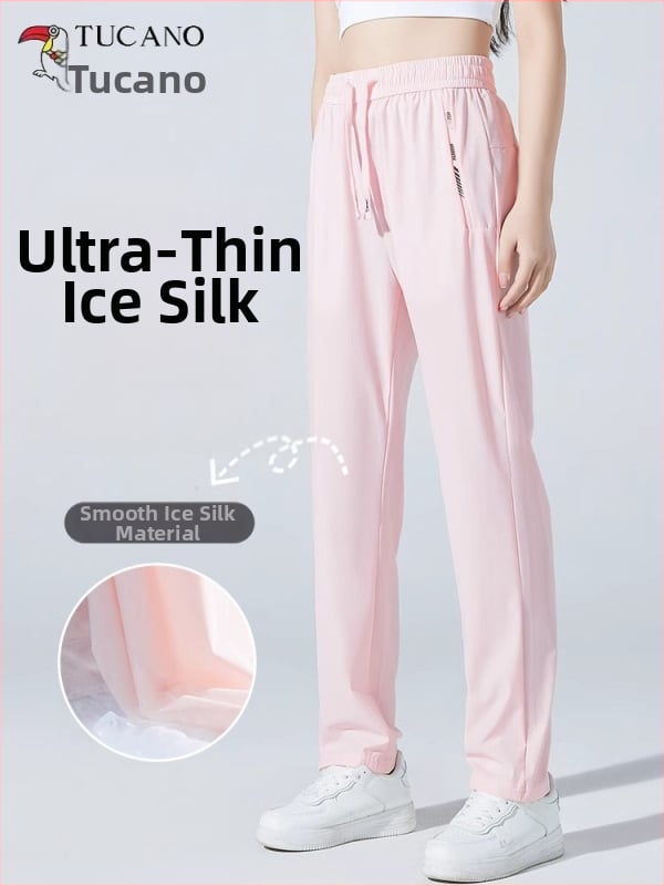 Woodpecker Női gyorsan száradó egyenes szabású nadrág nyárra, vékony ice silk anyag, cropped sportos nadrág UV védelemmel