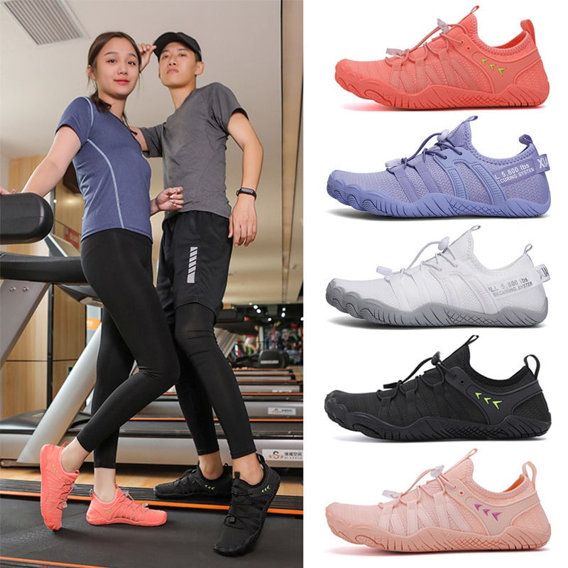 Beltéri fitneszcipő csillapító talppal, alacsony sarkú (1–3 cm), uniszex, jóga és aerobik, általános edzéshez; felső része pamutból, talp természetes gumiból