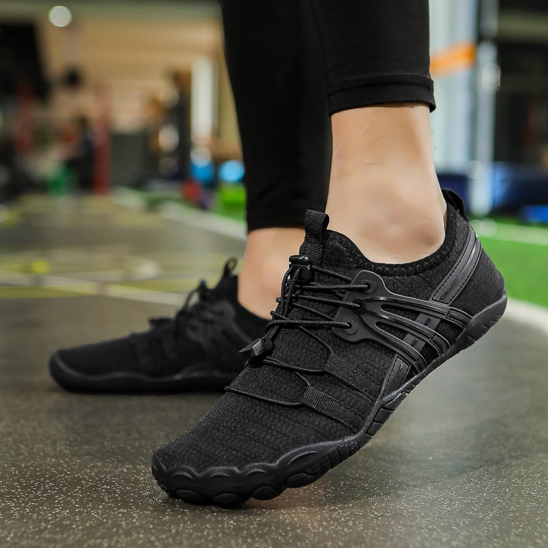Beltéri fitneszcipő csillapító talppal, alacsony sarkú (1–3 cm), uniszex, jóga és aerobik, általános edzéshez; felső része pamutból, talp természetes gumiból