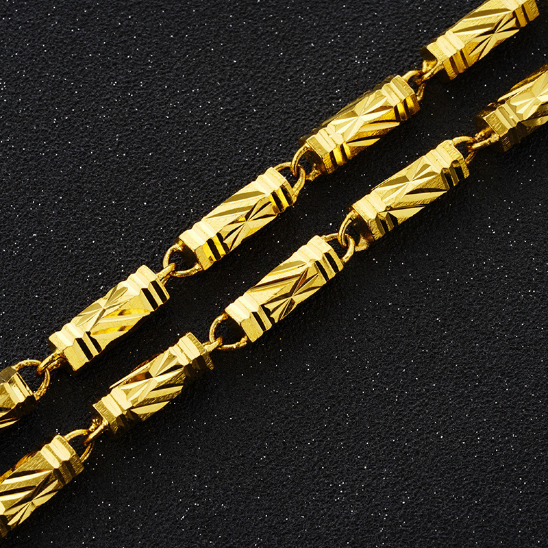 Ogrlica od mesinga s šestougaonim stupcima i premazom od 24K zlata, unisex