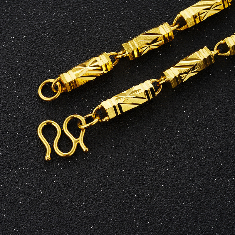 Ogrlica od mesinga s šestougaonim stupcima i premazom od 24K zlata, unisex