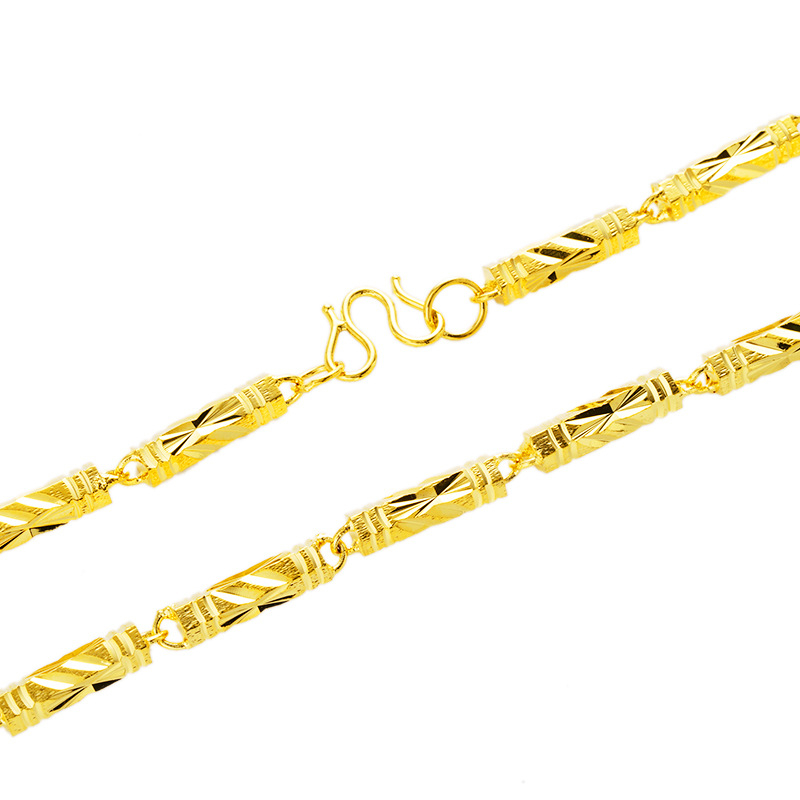 Ogrlica od mesinga s šestougaonim stupcima i premazom od 24K zlata, unisex