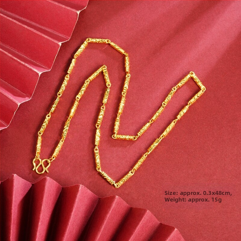 Ogrlica od mesinga s šestougaonim stupcima i premazom od 24K zlata, unisex