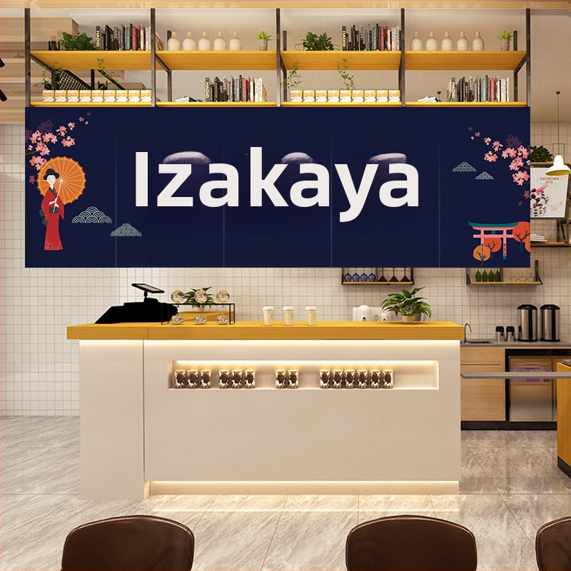 Záves na dvere v japonskom štýle Izakaya, banner s viacerými panelmi, bez vŕtania, látkový záves s Velcro zapínaním, kuchynský záves