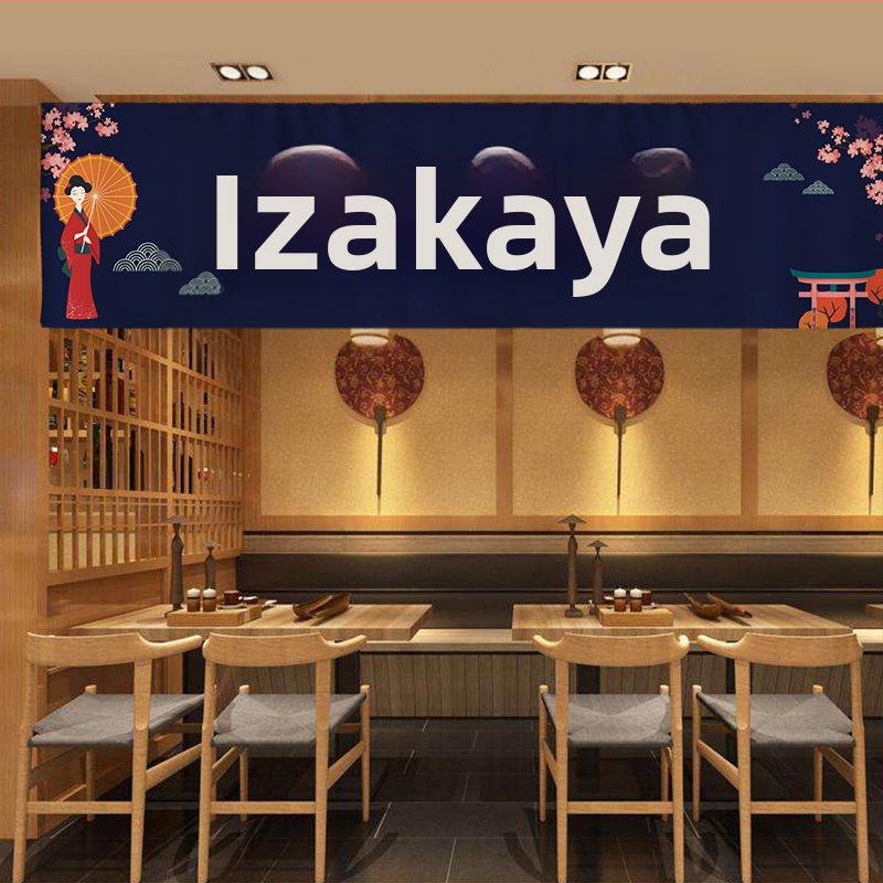Záves na dvere v japonskom štýle Izakaya, banner s viacerými panelmi, bez vŕtania, látkový záves s Velcro zapínaním, kuchynský záves
