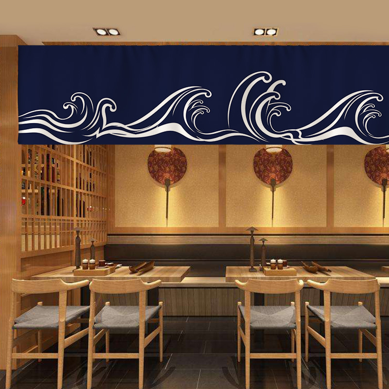 Záves na dvere v japonskom štýle Izakaya, banner s viacerými panelmi, bez vŕtania, látkový záves s Velcro zapínaním, kuchynský záves