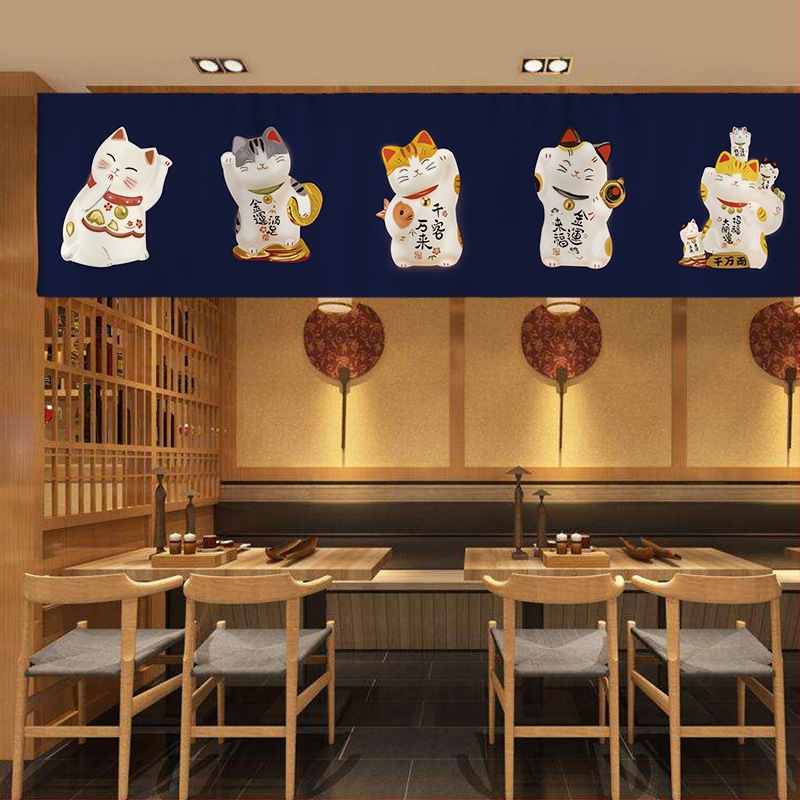 Záves na dvere v japonskom štýle Izakaya, banner s viacerými panelmi, bez vŕtania, látkový záves s Velcro zapínaním, kuchynský záves