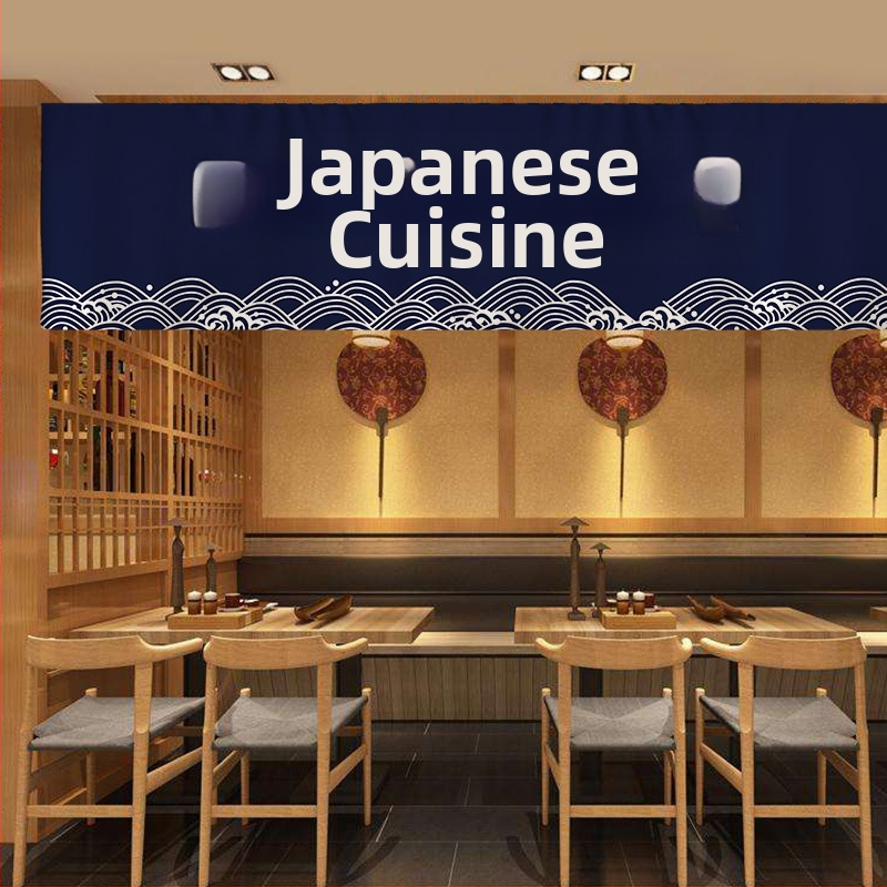 Záves na dvere v japonskom štýle Izakaya, banner s viacerými panelmi, bez vŕtania, látkový záves s Velcro zapínaním, kuchynský záves
