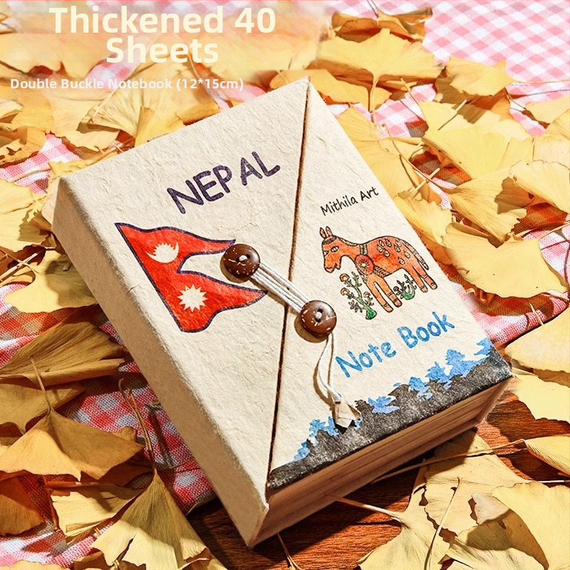 Nepálsky ručne vyrábaný DIY materiálový súbor a ručne maľovaná poznámková knižka pre dievčatá, retro kancelárske potreby