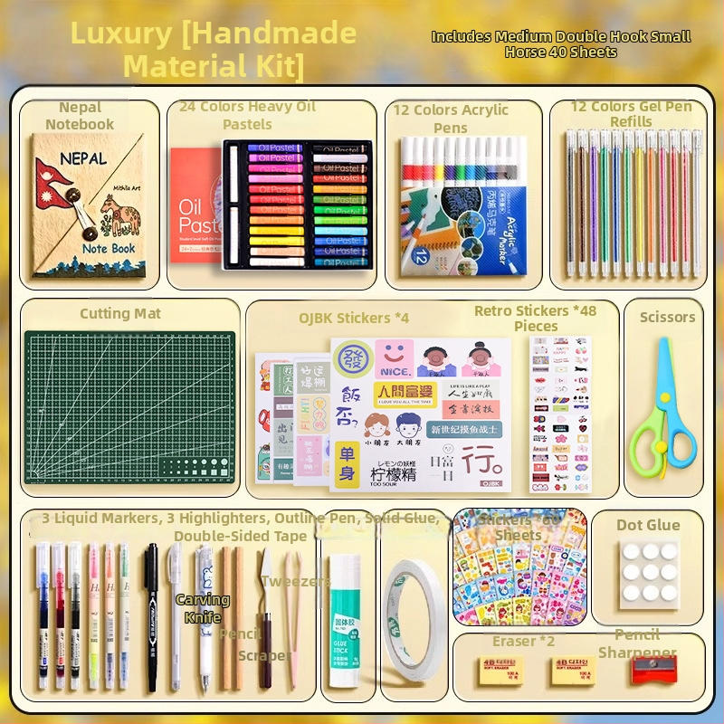 Nepálsky ručne vyrábaný DIY materiálový súbor a ručne maľovaná poznámková knižka pre dievčatá, retro kancelárske potreby