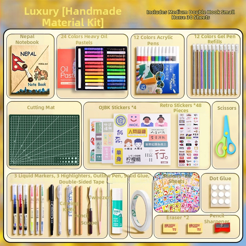 Nepálsky ručne vyrábaný DIY materiálový súbor a ručne maľovaná poznámková knižka pre dievčatá, retro kancelárske potreby