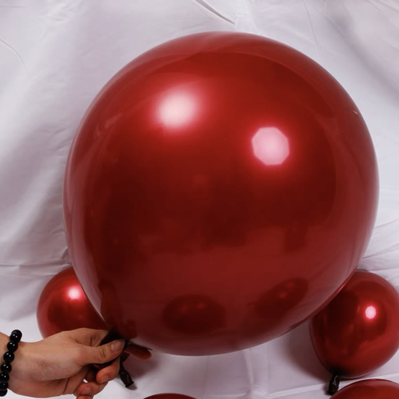 Dvojvrstvové rubínovo červené balóniky na svadobnú výzdobu, okrúhle latexové balóniky, veľkosti 5, 10, 12 a 18 palcov.