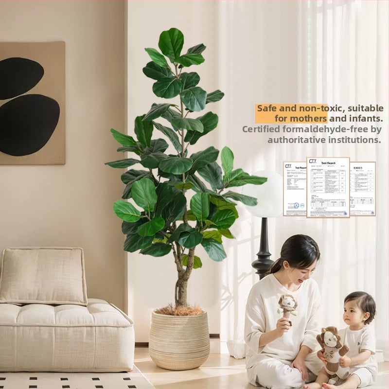Vysoko kvalitná umelecká rastlina Fíkus lyrata pre interiér – podlahová bonsaj dekorácia