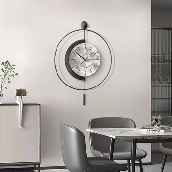 Minimalistické nástenné hodiny s mesačnou dekoráciou, štýl ľahkého luxusu, moderné quartz hodiny, na stenu