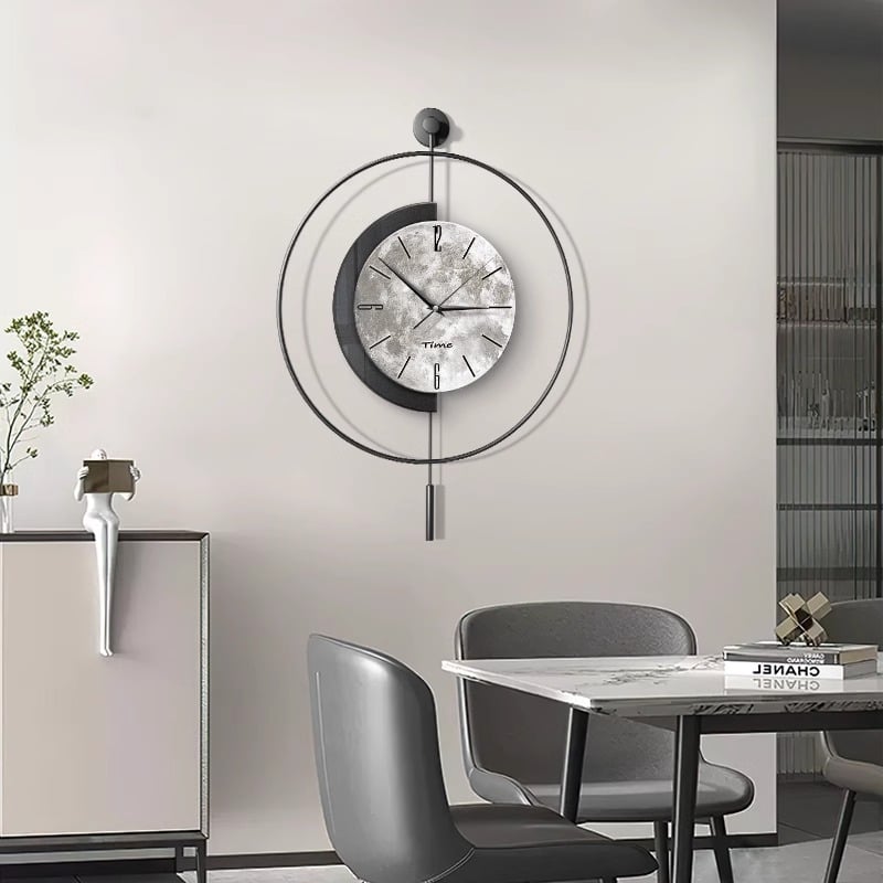 Minimalistické nástenné hodiny s mesačnou dekoráciou, štýl ľahkého luxusu, moderné quartz hodiny, na stenu