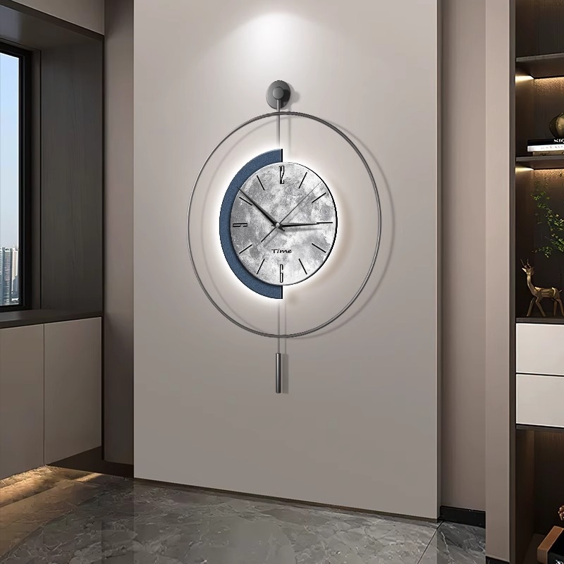 Minimalistické nástenné hodiny s mesačnou dekoráciou, štýl ľahkého luxusu, moderné quartz hodiny, na stenu