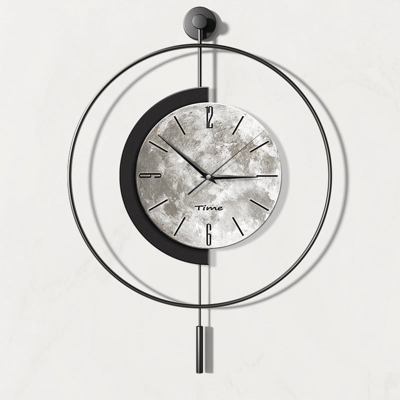Minimalistické nástenné hodiny s mesačnou dekoráciou, štýl ľahkého luxusu, moderné quartz hodiny, na stenu