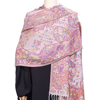 Női téli etno-stílusú jacquard sál bojtos díszítéssel, kétoldalas utazásokhoz, pashmina imitációs kasmír