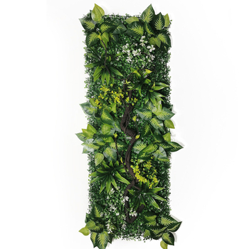 Panel na stenu z umelou trávou a zelenými rastlinami, 40×120 cm