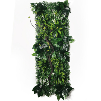 Panel na stenu z umelou trávou a zelenými rastlinami, 40×120 cm