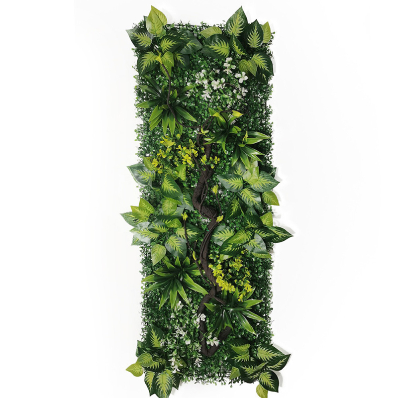 Panel na stenu z umelou trávou a zelenými rastlinami, 40×120 cm