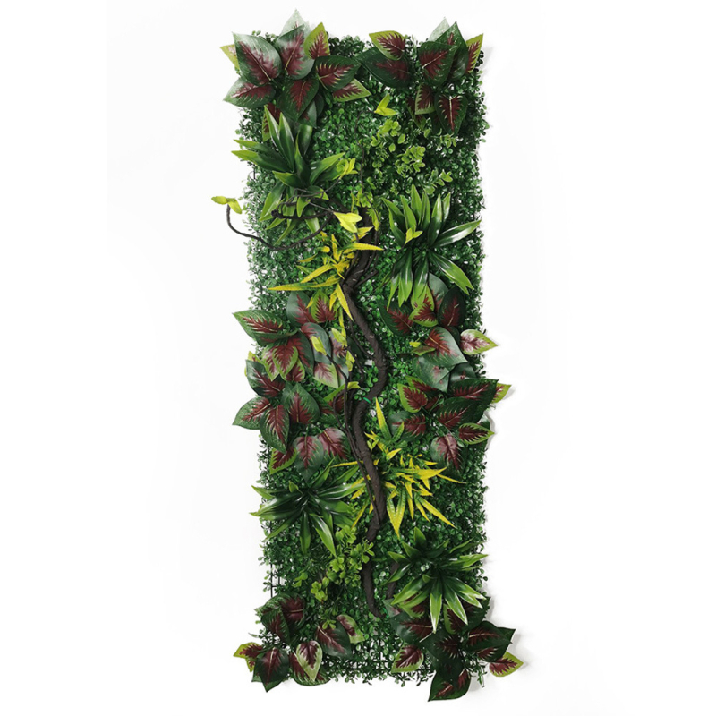 Panel na stenu z umelou trávou a zelenými rastlinami, 40×120 cm