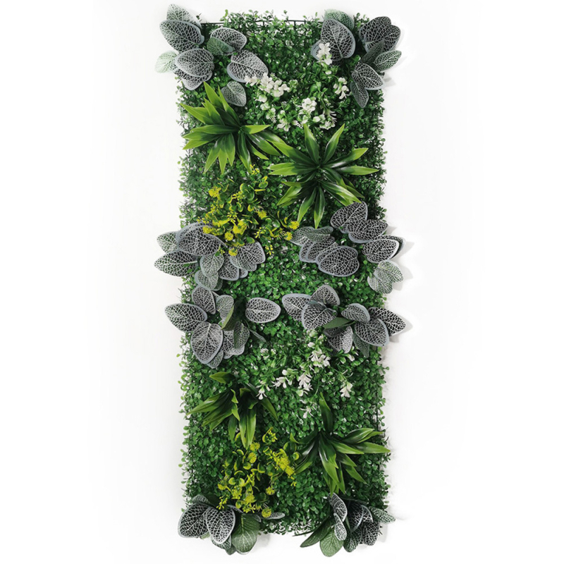 Panel na stenu z umelou trávou a zelenými rastlinami, 40×120 cm