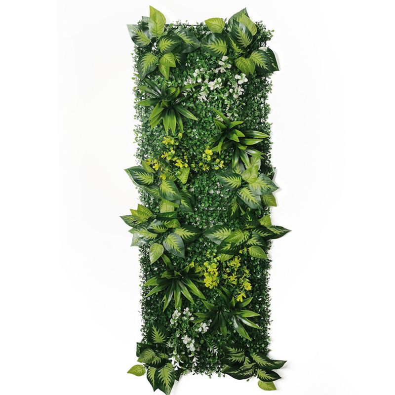 Panel na stenu z umelou trávou a zelenými rastlinami, 40×120 cm