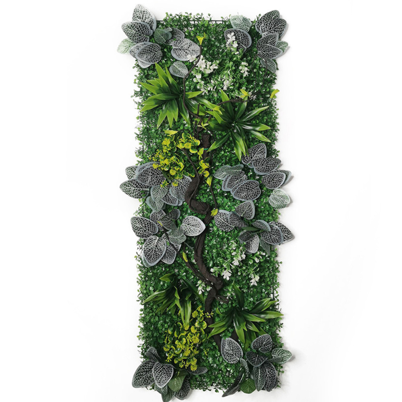 Panel na stenu z umelou trávou a zelenými rastlinami, 40×120 cm