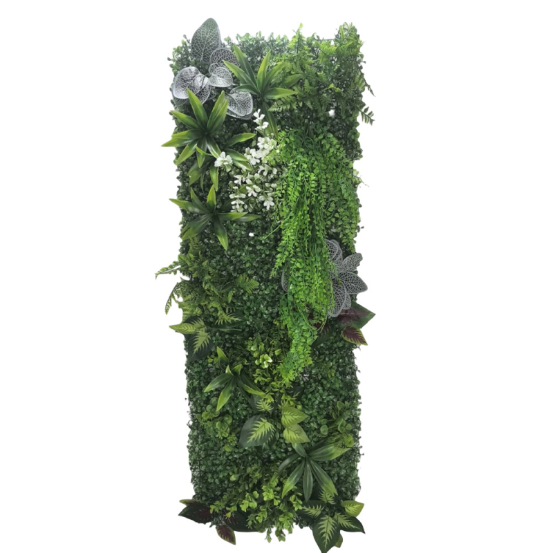 Panel na stenu z umelou trávou a zelenými rastlinami, 40×120 cm