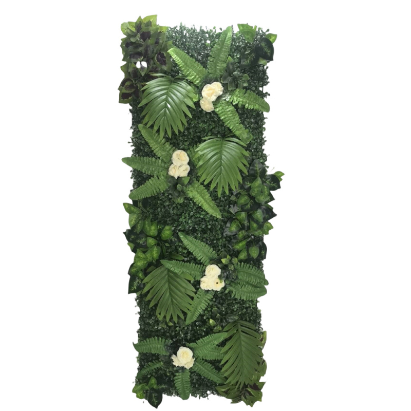 Panel na stenu z umelou trávou a zelenými rastlinami, 40×120 cm
