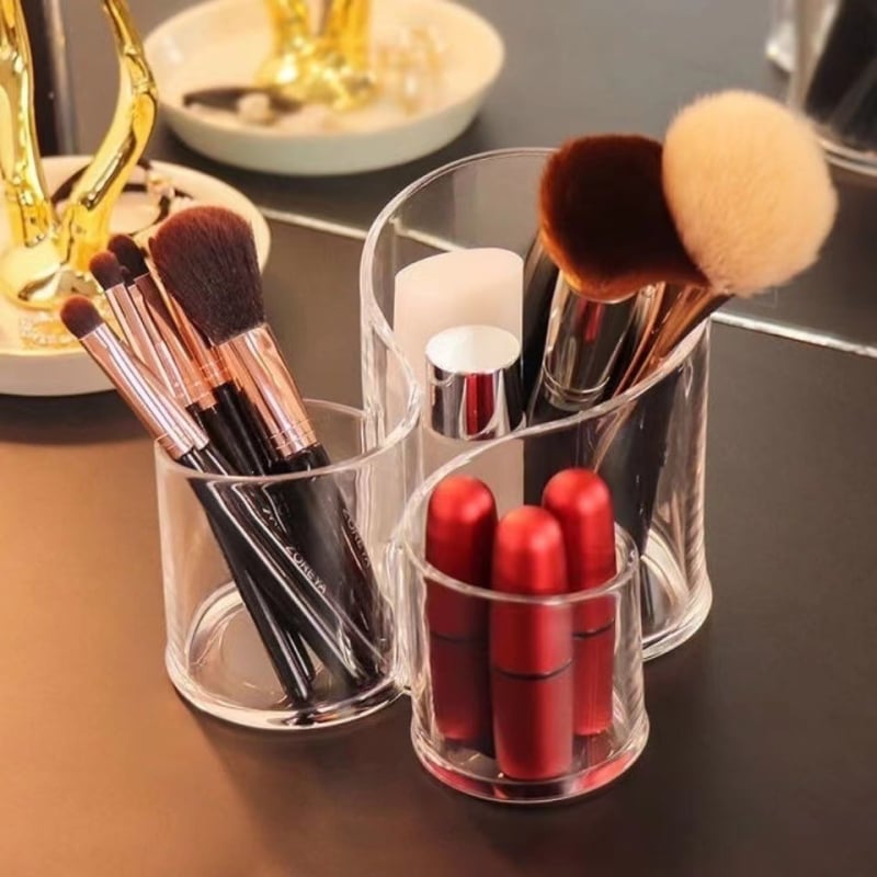 Akrylový stolný organizér na štetce a ceruzky na make-up – priehľadný viacfunkčný úložný valec