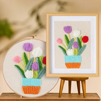 DIY sada vyšívania na látke, trojrozmerné ozdobné stehy, ručne vyrobená textilná výšivka