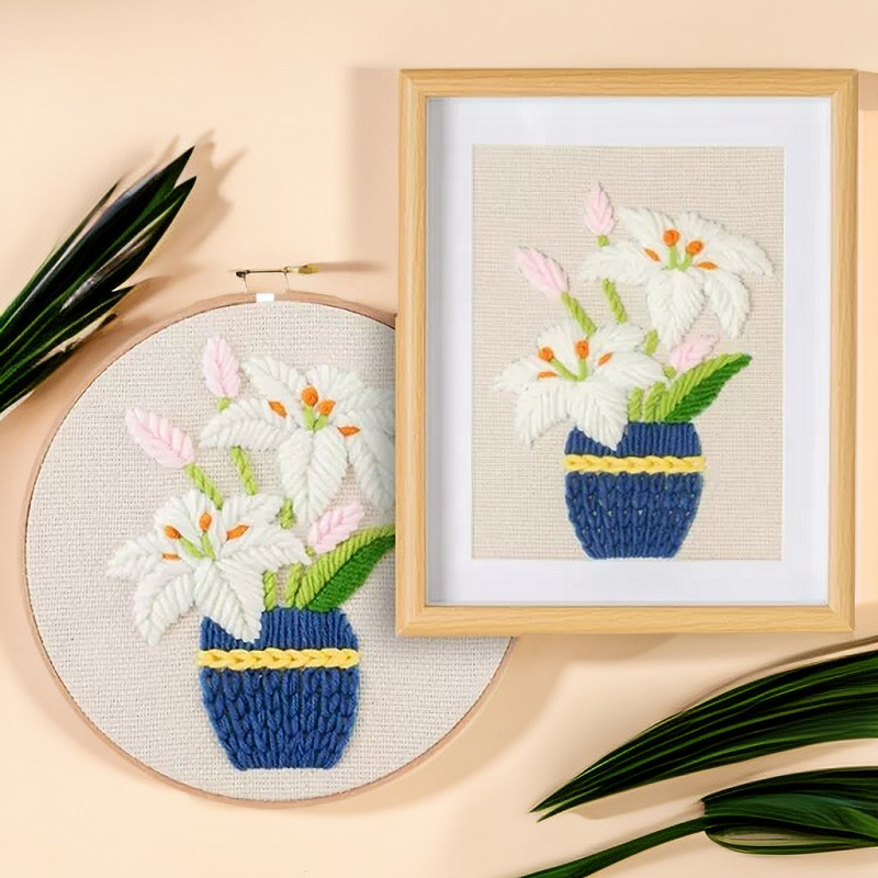 DIY sada vyšívania na látke, trojrozmerné ozdobné stehy, ručne vyrobená textilná výšivka