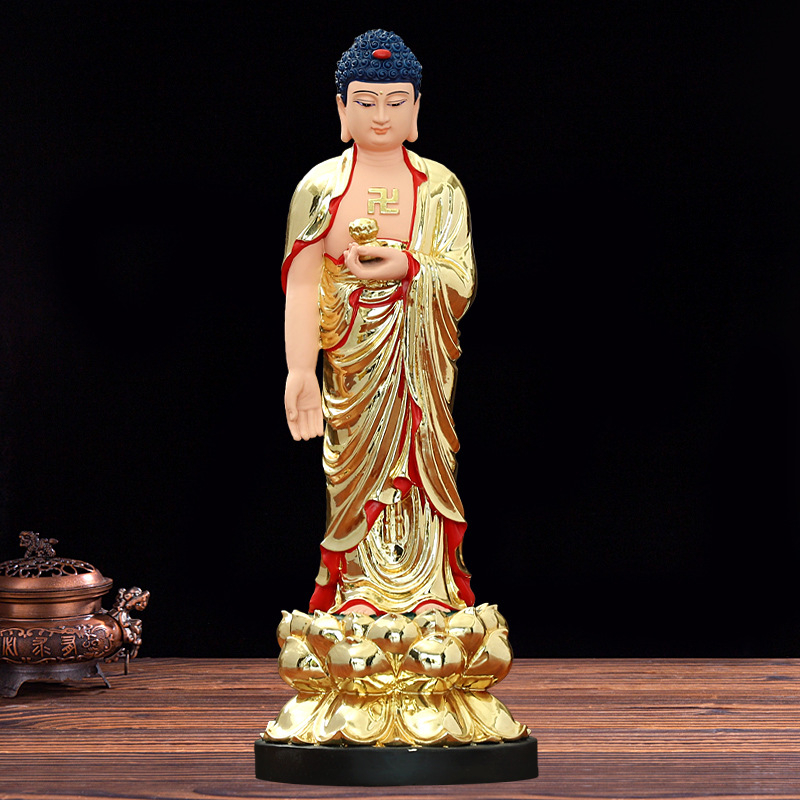 Amitábha Buddha stojaca socha z živice