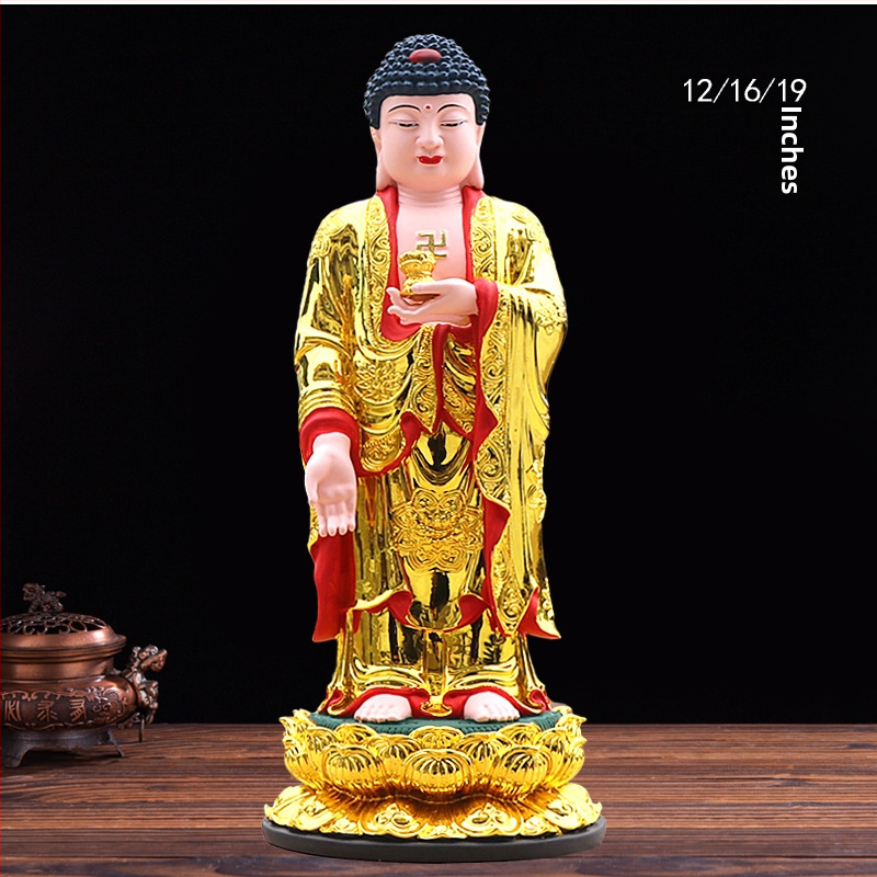 Amitábha Buddha stojaca socha z živice