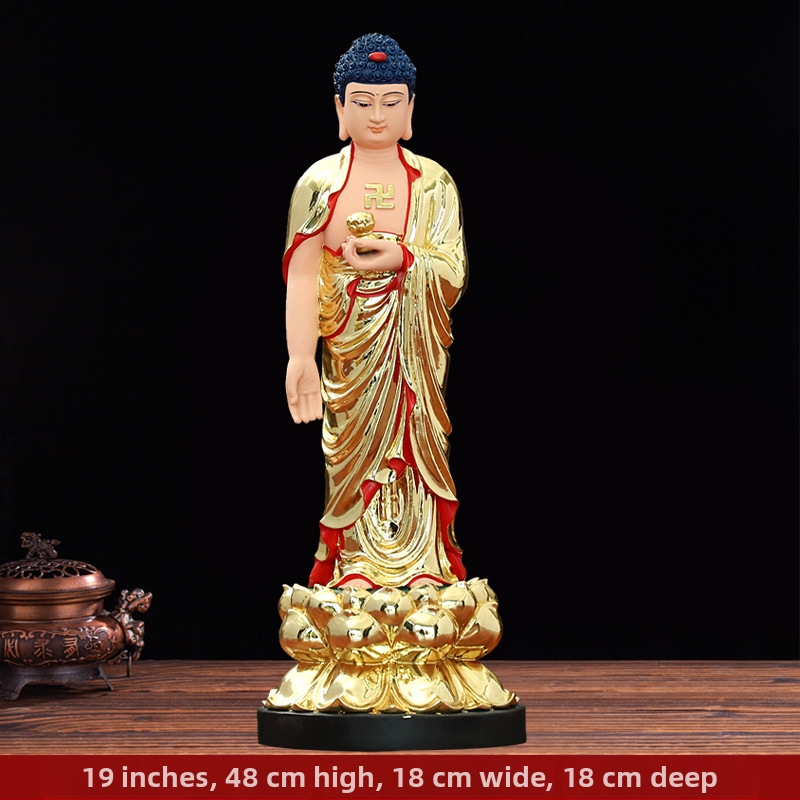 Amitábha Buddha stojaca socha z živice