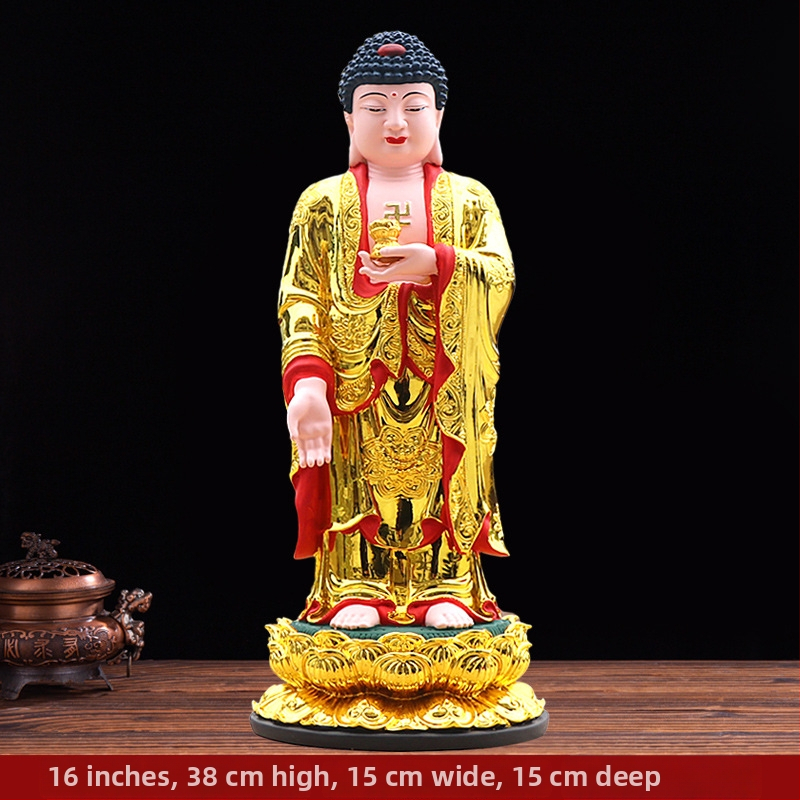 Amitábha Buddha stojaca socha z živice