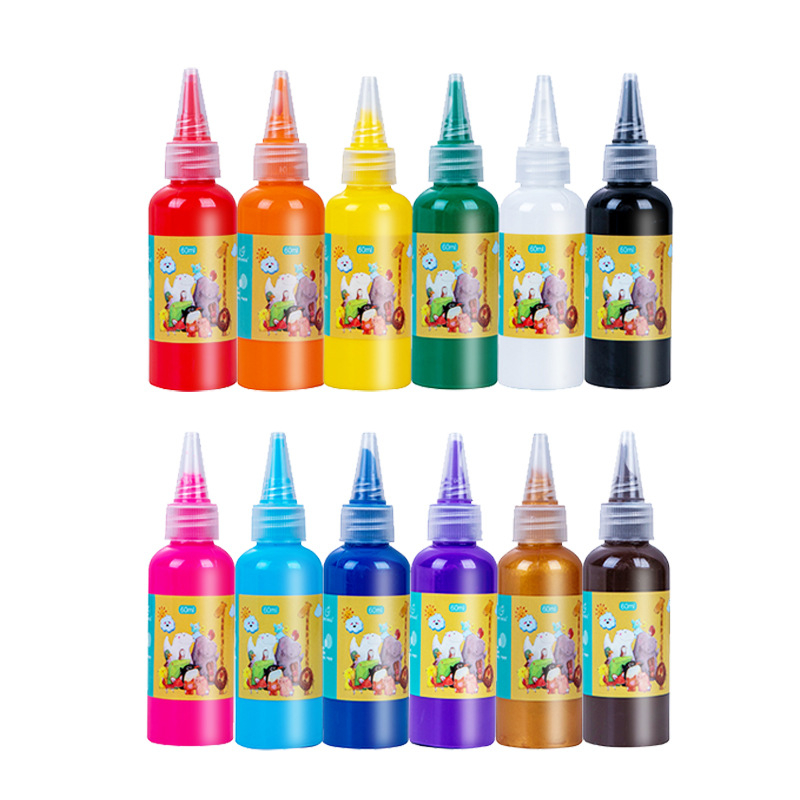 Dječji gouache set boja, perive, 60 ml, 12 boja, crtanje prstima