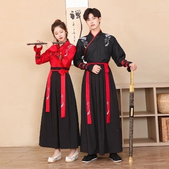 Wuxia-stilizirani obnovljeni drevni kostim za žene i muškarce, unisex školska uniforma, kineskog stila kostim za plesnu izvedbu s motivom Snježnog Zmaja