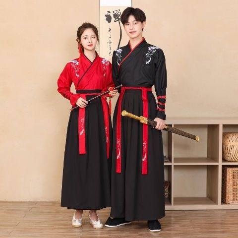 Wuxia-stilizirani obnovljeni drevni kostim za žene i muškarce, unisex školska uniforma, kineskog stila kostim za plesnu izvedbu s motivom Snježnog Zmaja