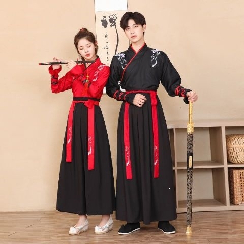 Wuxia-stilizirani obnovljeni drevni kostim za žene i muškarce, unisex školska uniforma, kineskog stila kostim za plesnu izvedbu s motivom Snježnog Zmaja