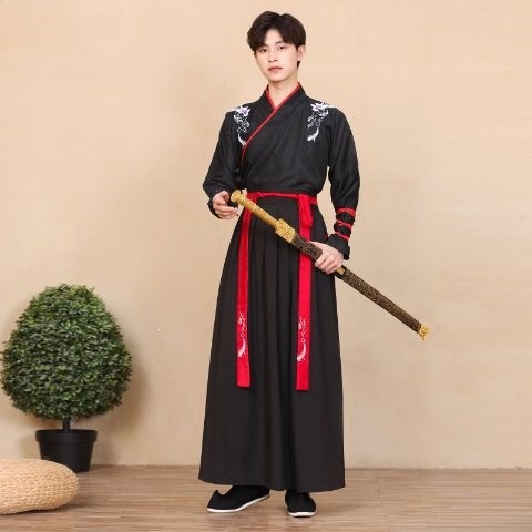 Wuxia-stilizirani obnovljeni drevni kostim za žene i muškarce, unisex školska uniforma, kineskog stila kostim za plesnu izvedbu s motivom Snježnog Zmaja