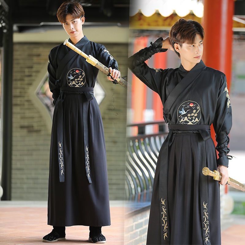 Wuxia-stilizirani obnovljeni drevni kostim za žene i muškarce, unisex školska uniforma, kineskog stila kostim za plesnu izvedbu s motivom Snježnog Zmaja